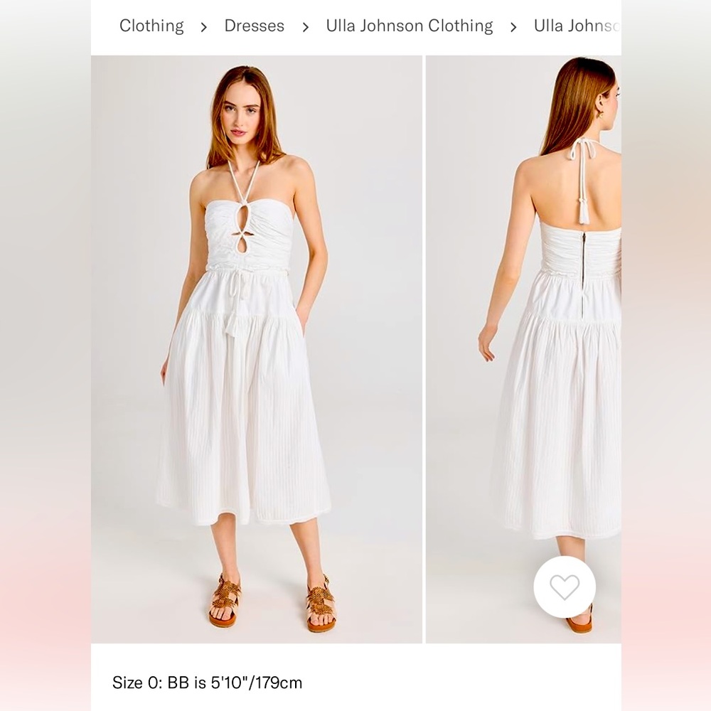 Ulla Johnson Emmaline halterneck pleated-cotton midi dress